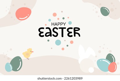 Feliz banner de saludo de Pascua con piernas y conejo