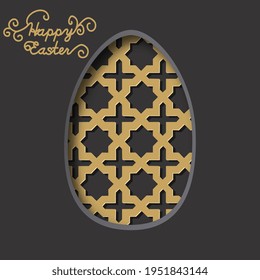 Feliz tarjeta de felicitación de Pascua. Tercer fondo de diseño del concepto de huevo de pascua. Ilustración vectorial. 