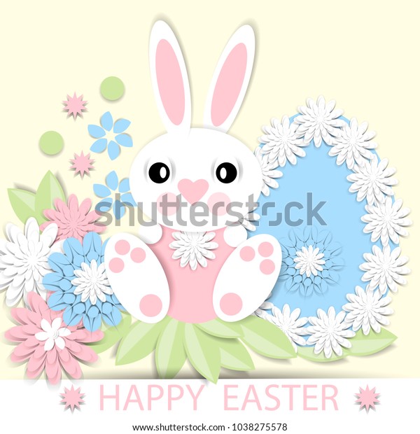 Happy Easter Greeting Card 3d Paper Holidays Stock Image