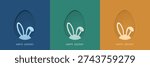 Happy Easter greeting card background design set, vector minimal illustration.
