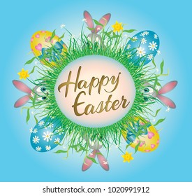 Happy Easter greeting card, background, banner, poster.