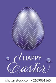 Happy Easter, greeting card. Easter background in purple, patterned Easter eggs in trendy purple Very Peri. Vertical image.
