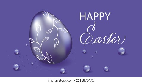 Frohe Ostern, Grußkarte. Osterhintergrund auf violettem, gemusterten Ostereier in trendiger, violetter Farbe Sehr Peri. Vektorgrafik