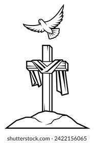 Happy Easter greeting card. Background with religious symbol.