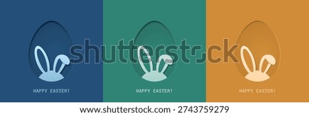 Happy Easter greeting card background design set, vector minimal illustration.