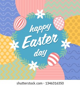 Happy Easter greeting card, banner. Vector illustration 