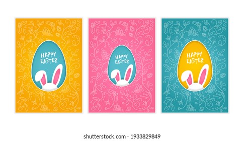Happy easter greeting card, banner template. Spring sale banner. Vector illustration
