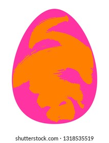Happy Easter greeting card. Bright colorful brush stroke egg symbol. Vector holiday illustration isolated over white.