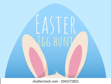 happy easter greeting card with bunny  and easter egg, easter egg hunt template, vector illustration