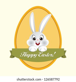 Happy easter greeting card with bunny