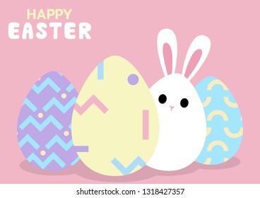 happy easter greeting card with bunny egg, vector illustration