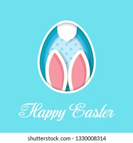 Happy Easter greeting card with Bunny - Vector