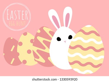 happy easter greeting card with bunny egg template, vector illustration