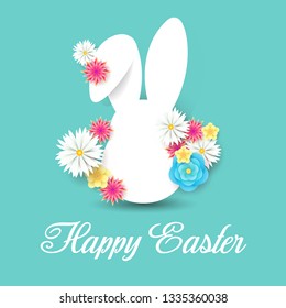 Happy Easter greeting card with Bunny - Vector