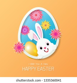 Happy Easter greeting card with Bunny - Vector