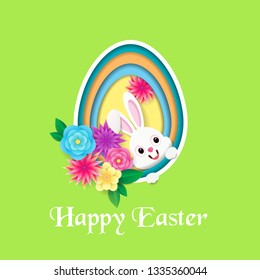 Happy Easter greeting card with Bunny - Vector