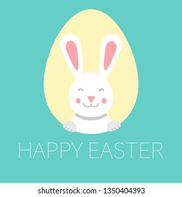 happy easter greeting card with bunny and egg