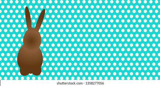 Happy Easter greeting card with bunny and geometric background . Vector illustration. Copy space