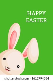 Happy Easter greeting card with сolorful bunny. Vector illustration for Easter day