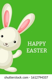Happy Easter greeting card with сolorful bunny. Vector illustration for Easter day