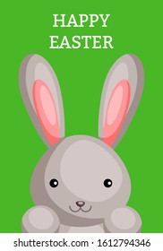 Happy Easter greeting card with сolorful bunny. Vector illustration for Easter day