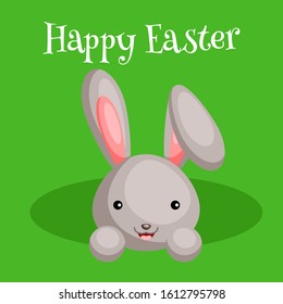 Happy Easter greeting card with сolorful bunny. Vector illustration for Easter day