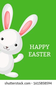 Happy Easter greeting card with сolorful bunny. Vector illustration for Easter day