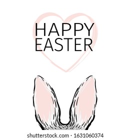Happy Easter greeting card. Bunny ears. Vector.