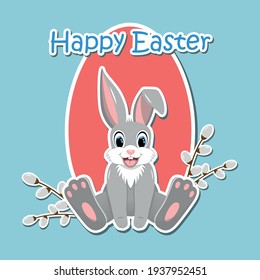Happy Easter Greeting Card with Bunny