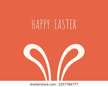 Happy Easter greeting card with bunny ears.