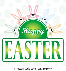 happy easter greeting card with bunny and egg background vector illustration