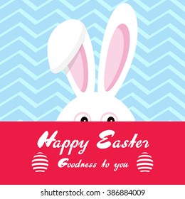 Happy Easter greeting card with Bunny /  Happy Easter Card Illustration With Rabbit 
