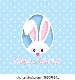Happy Easter greeting card with Bunny / Happy Easter Card Illustration With Rabbit
