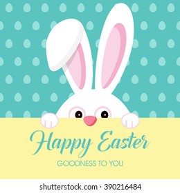 Happy Easter greeting card with Bunny / Happy Easter Card Illustration With Rabbit
