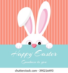 Happy Easter greeting card with Bunny / Happy Easter Card Illustration With Rabbit
