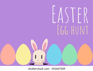 happy easter greeting card with bunny easter and easter egg, happy easter, vector illustration