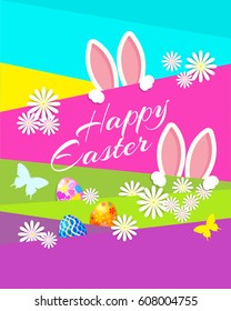 Happy Easter greeting card with Bunny