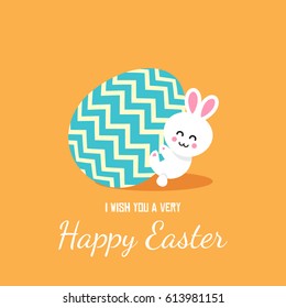 Happy Easter greeting card with Bunny and egg