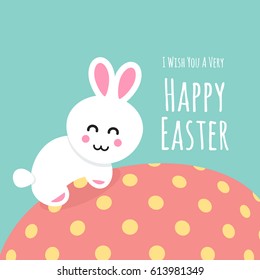 Happy Easter greeting card with Bunny and egg
