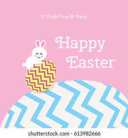 Happy Easter greeting card with Bunny and egg