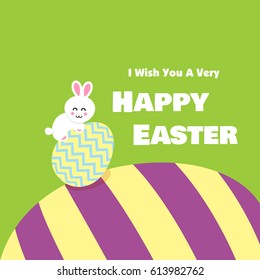 Happy Easter greeting card with Bunny and egg
