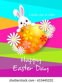 Happy Easter greeting card with Bunny and egg