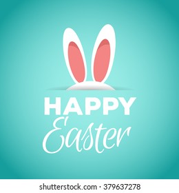Happy easter greeting card with bunny's ears. Design for invitation, flyer, poster, banner, card, party.