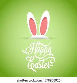 Happy easter greeting card with bunny's ears. Design for invitation, flyer, poster, banner, card, party.