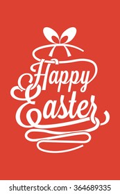 Happy Easter greeting card with calligraphic words and egg
