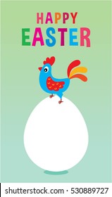 happy easter greeting card with chicken and egg graphic vector