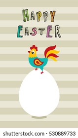 happy easter greeting card with chicken and egg graphic vector