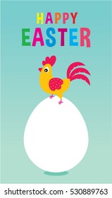happy easter greeting card with chicken and egg graphic vector