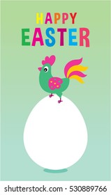 happy easter greeting card with chicken and egg graphic vector