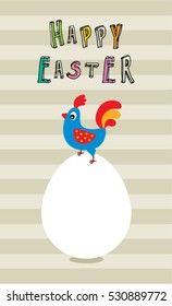 happy easter greeting card with chicken and egg graphic vector
